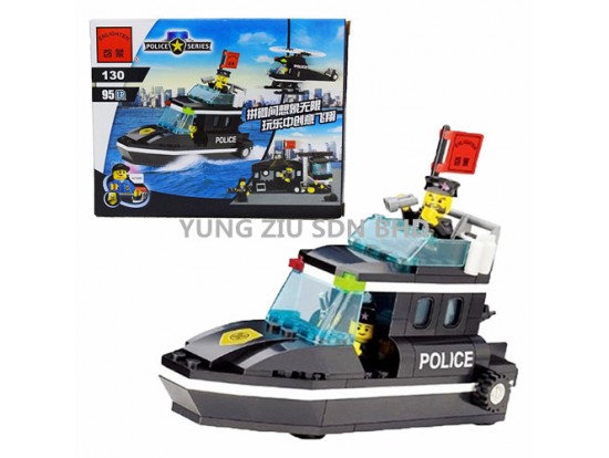 (1PCS)130#POLICE SPEED BOAT BLOCKS (ENLIGHTEN)(95PCS)